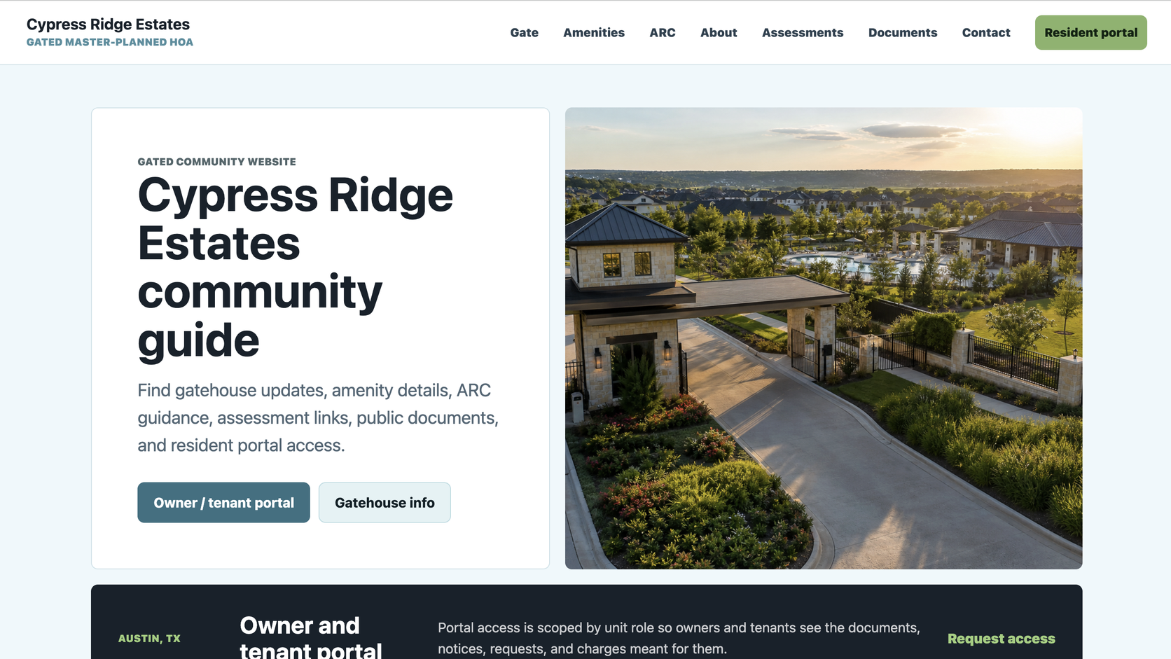 Gated Master-Planned HOA website preview